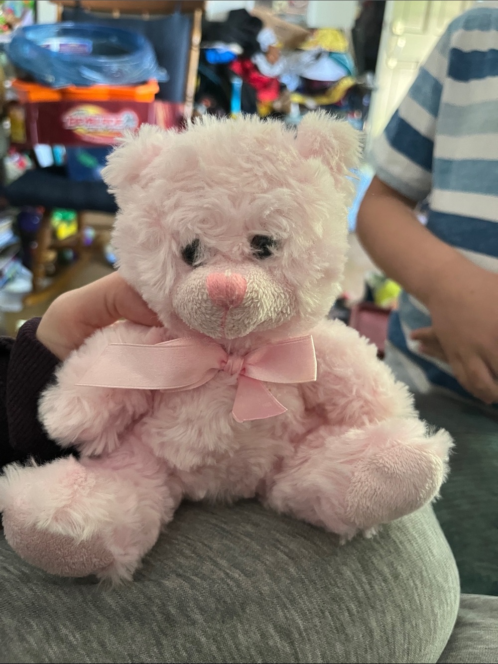 Soft Pink Plush Teddy Bear with Satin Bow - Cuddly Stuffed Animal
